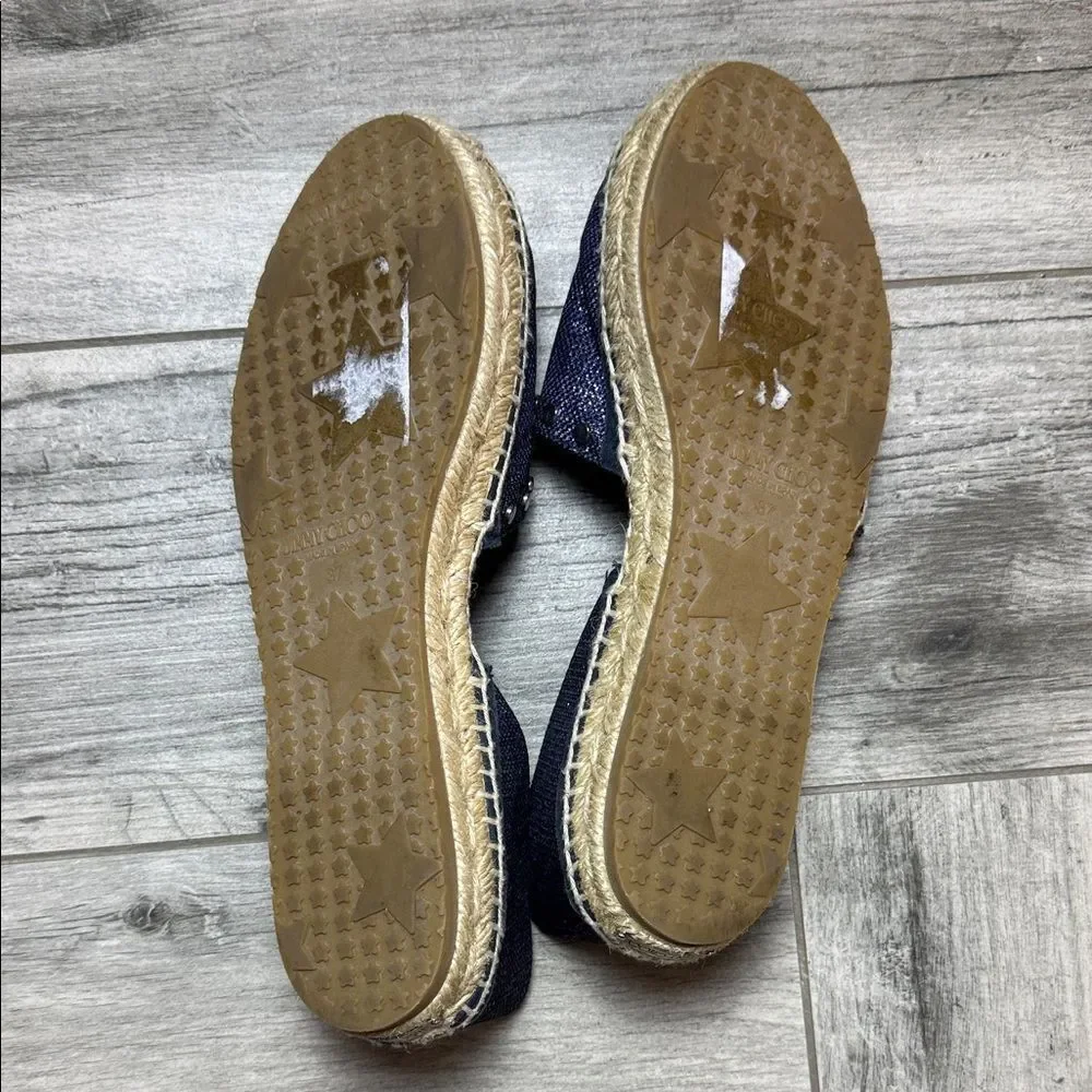 Jimmy Choo Dark Blue Espadrilles with Stud Accents Size 37 6.5 US